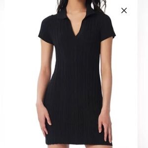 ✔️#28 BNWT LITA BY VIARA BKACK TIBBED POLO DRESS $198